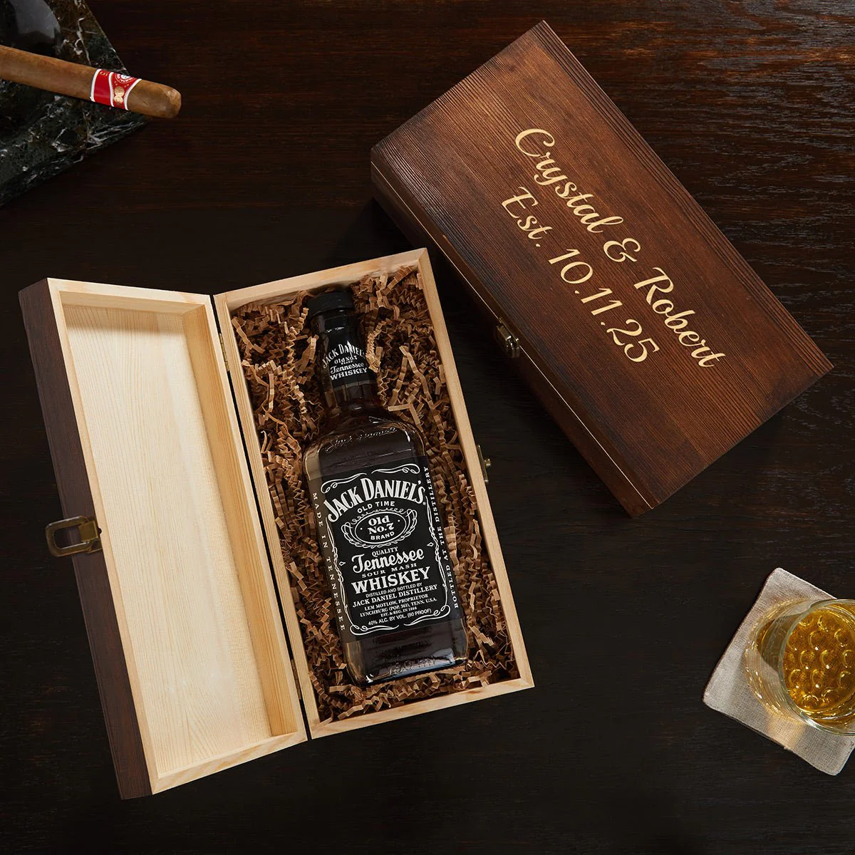 Custom Engraved Wooden Gift Box for Liquor Bottles - Image 5