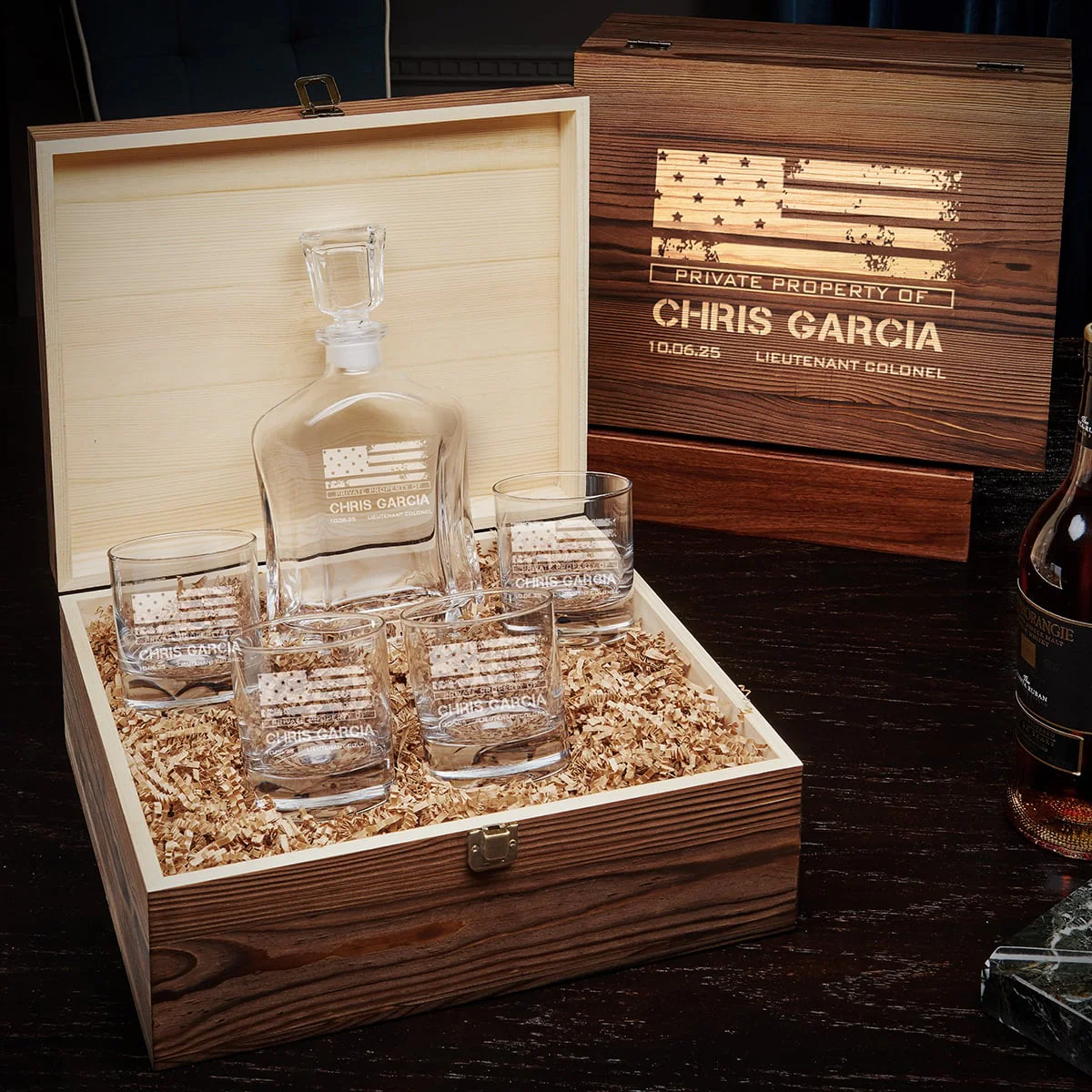 Personalized Argos Decanter Box Set with Bryne Glasses  Military Gift Idea - Image 7