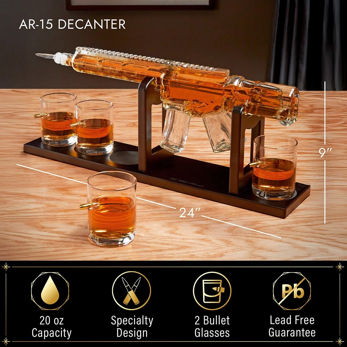 AR-15 Whiskey Decanter with Bullet Glasses - Image 3