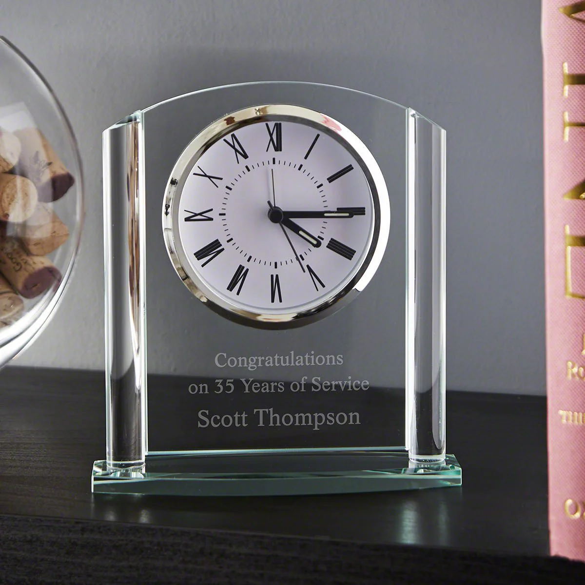 Arch Glass Personalized Desk Clock - Image 3