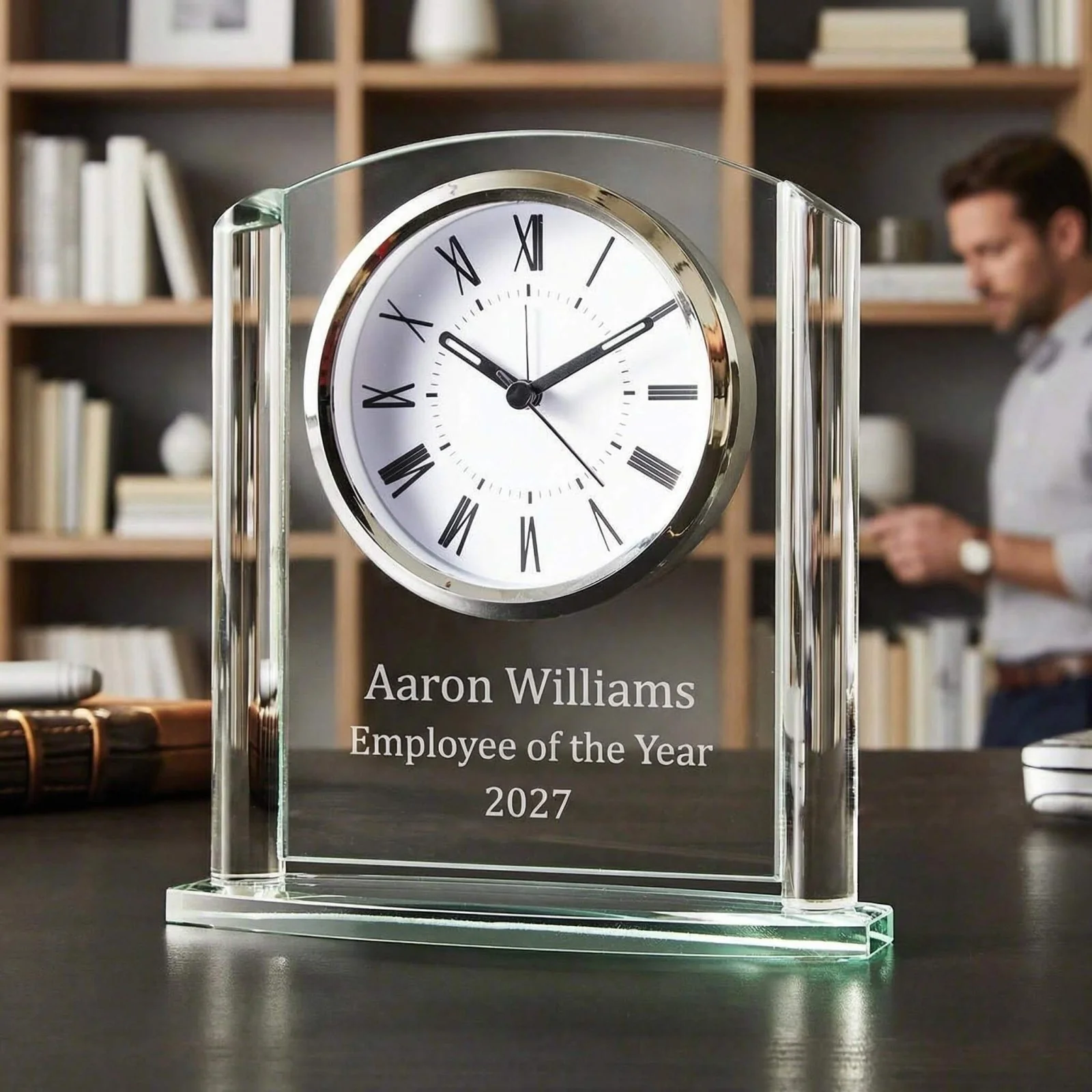 Arch Glass Personalized Desk Clock - Image 4