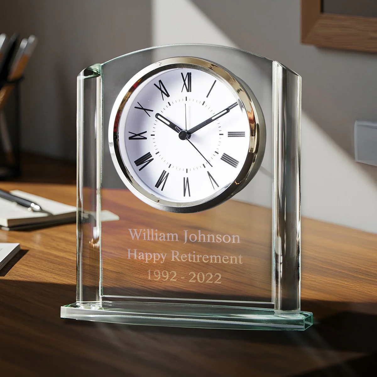Arch Glass Personalized Desk Clock - Image 5