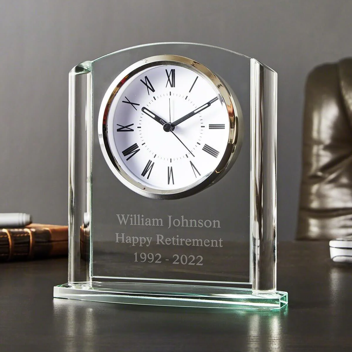 Arch Glass Personalized Desk Clock - Image 7