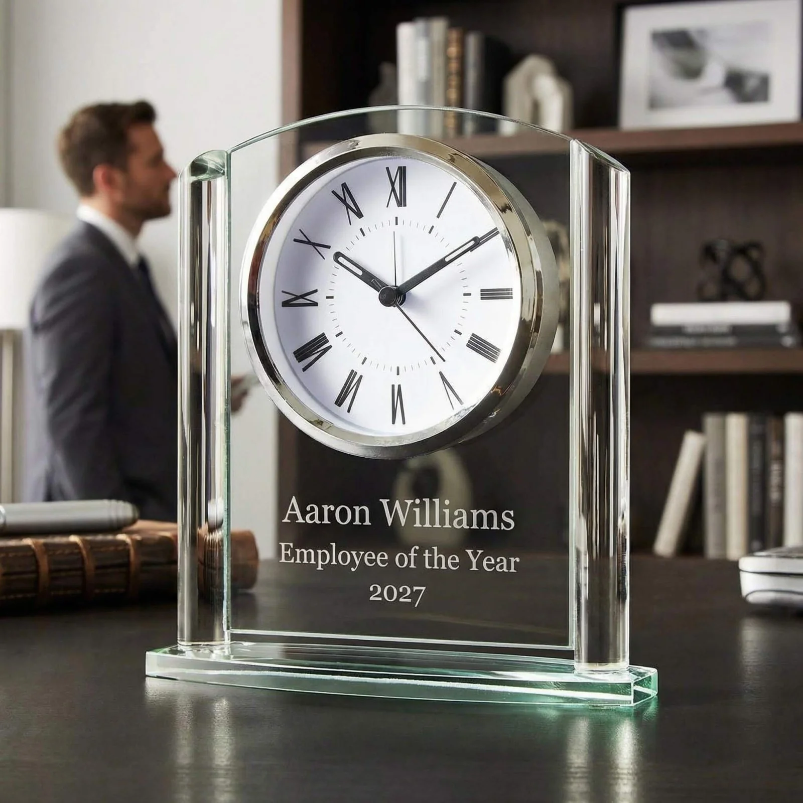 Arch Glass Personalized Desk Clock - Image 9