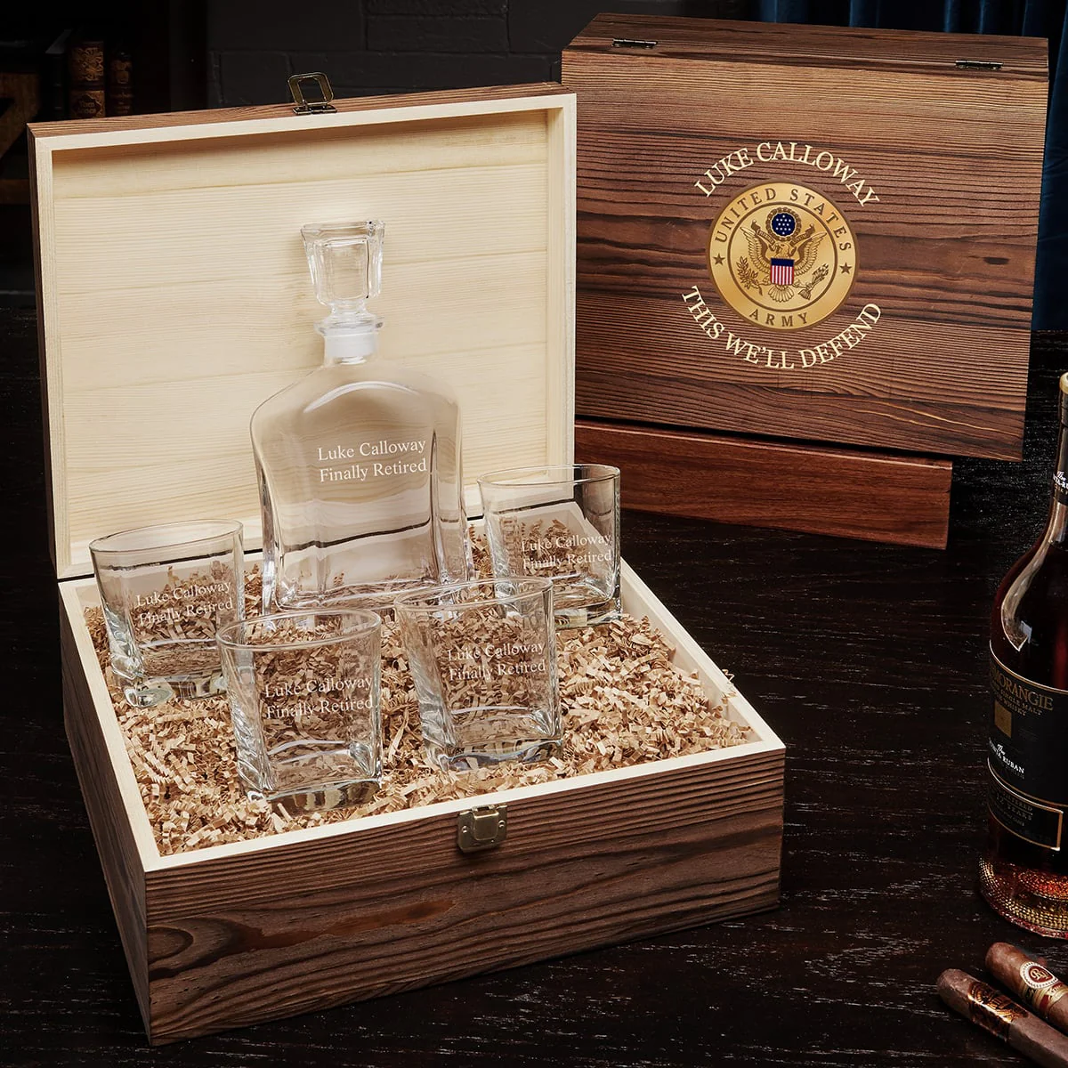 Army Gifts Engraved Argos Decanter Set with Box - Image 6