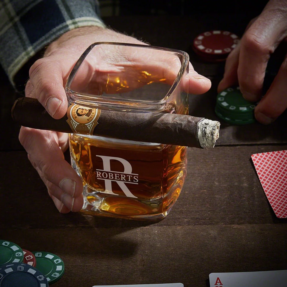 Carson Personalized Cigar Glasses and Whiskey Decanter Set - Image 7