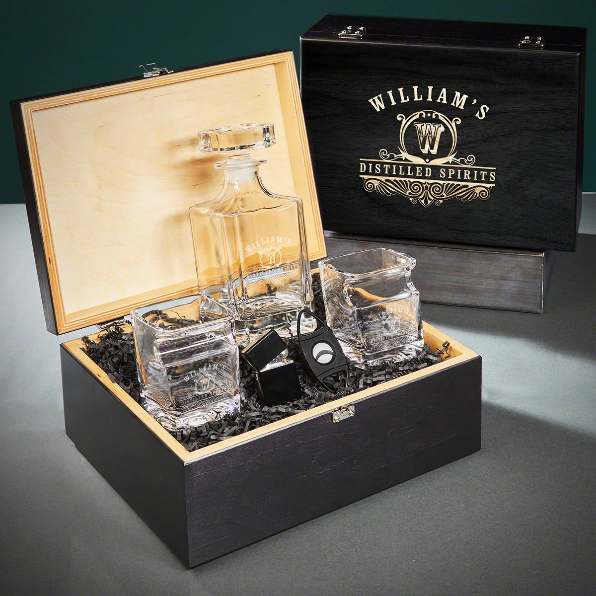 Carson Personalized Cigar Glasses and Whiskey Decanter Set - Image 9