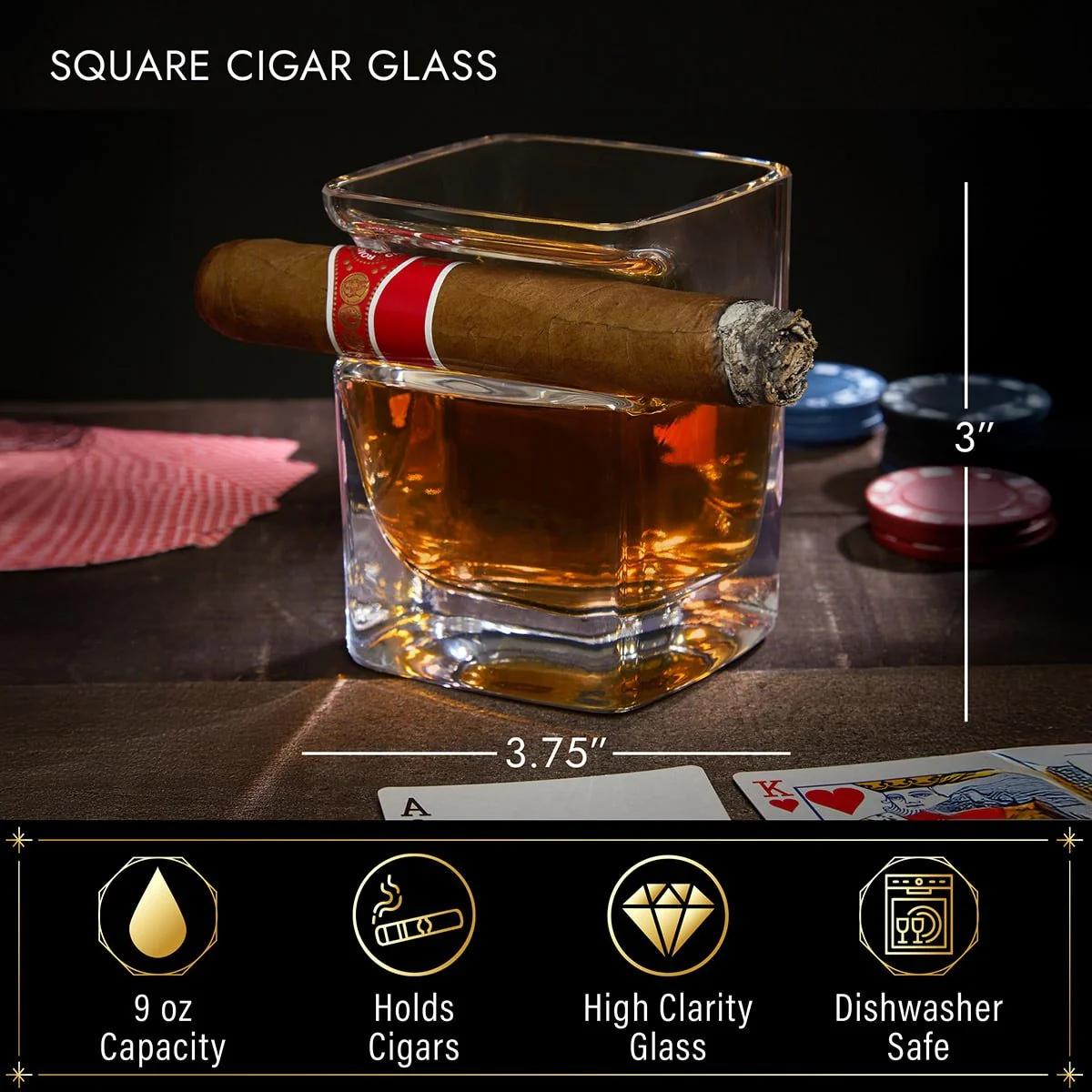 Carson Personalized Cigar Glasses and Whiskey Decanter Set - Image 4