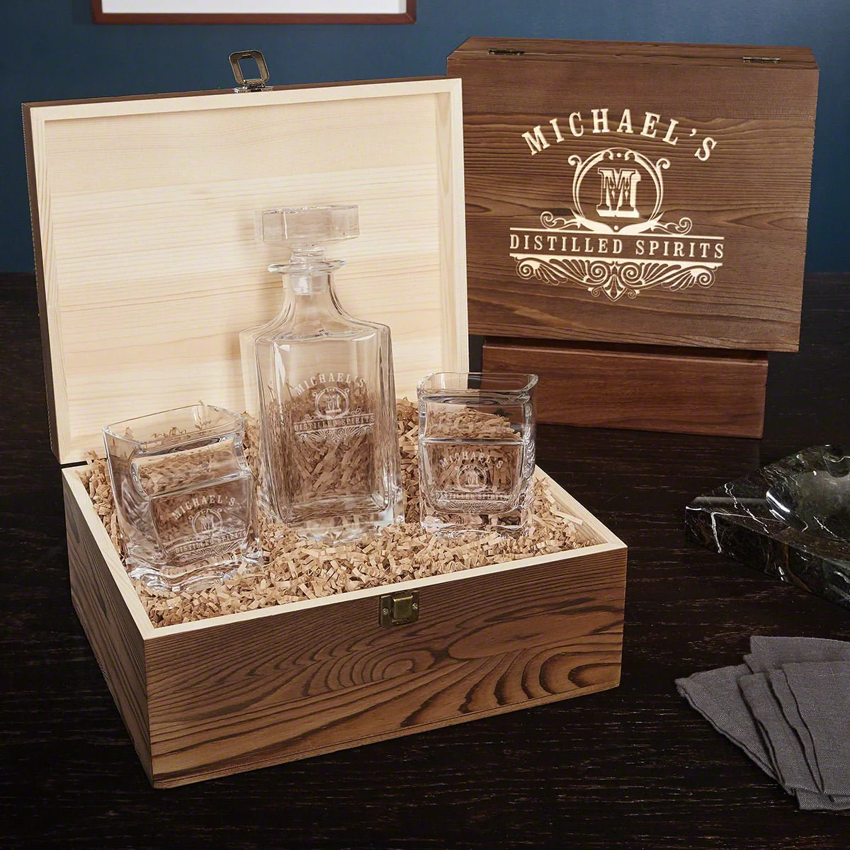 Personalized Decanter Set with Box and Cigar Glasses - Image 8