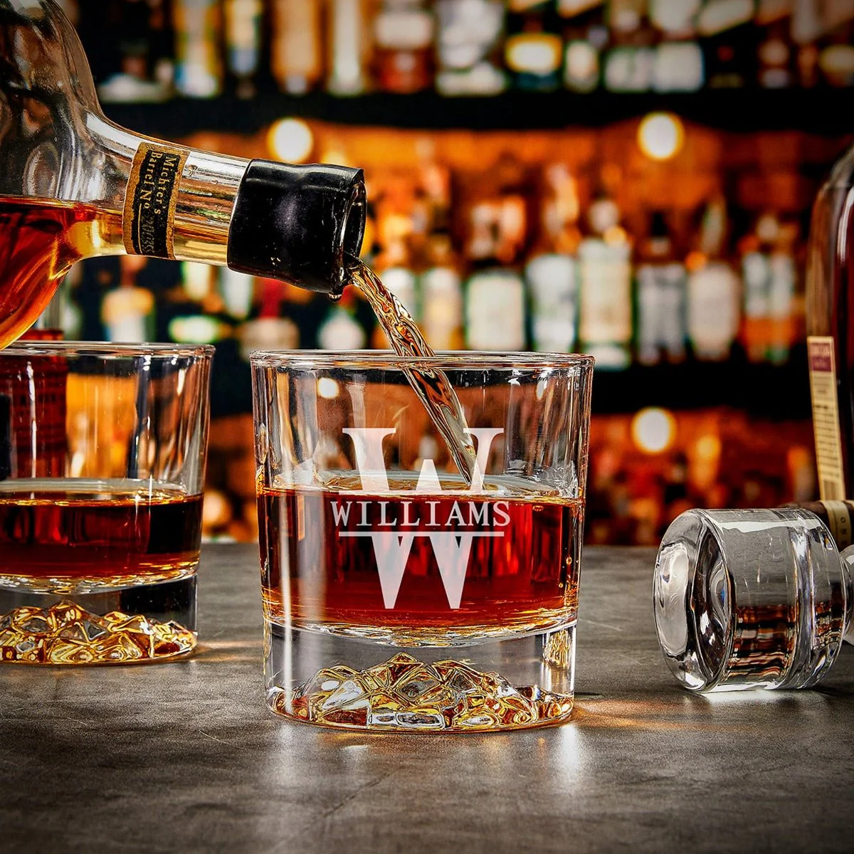 Personalized Devonshire Crystal Decanter Set with Whiskey Glasses - Ebony Black Box - Image 7