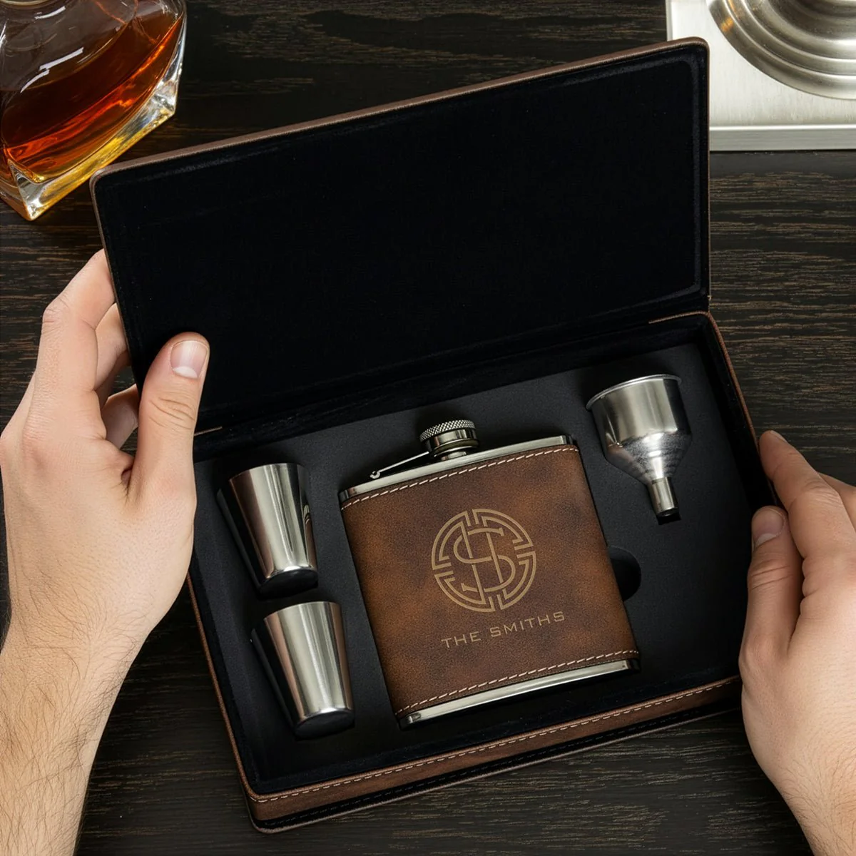Rustic Personalized Flask Set - Image 6
