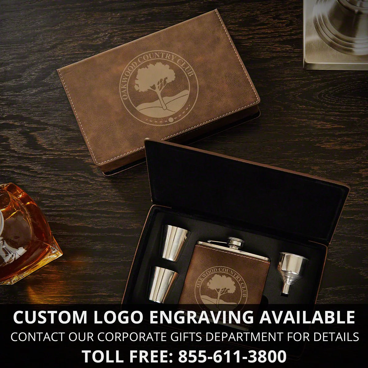 Rustic Personalized Flask Set - Image 7