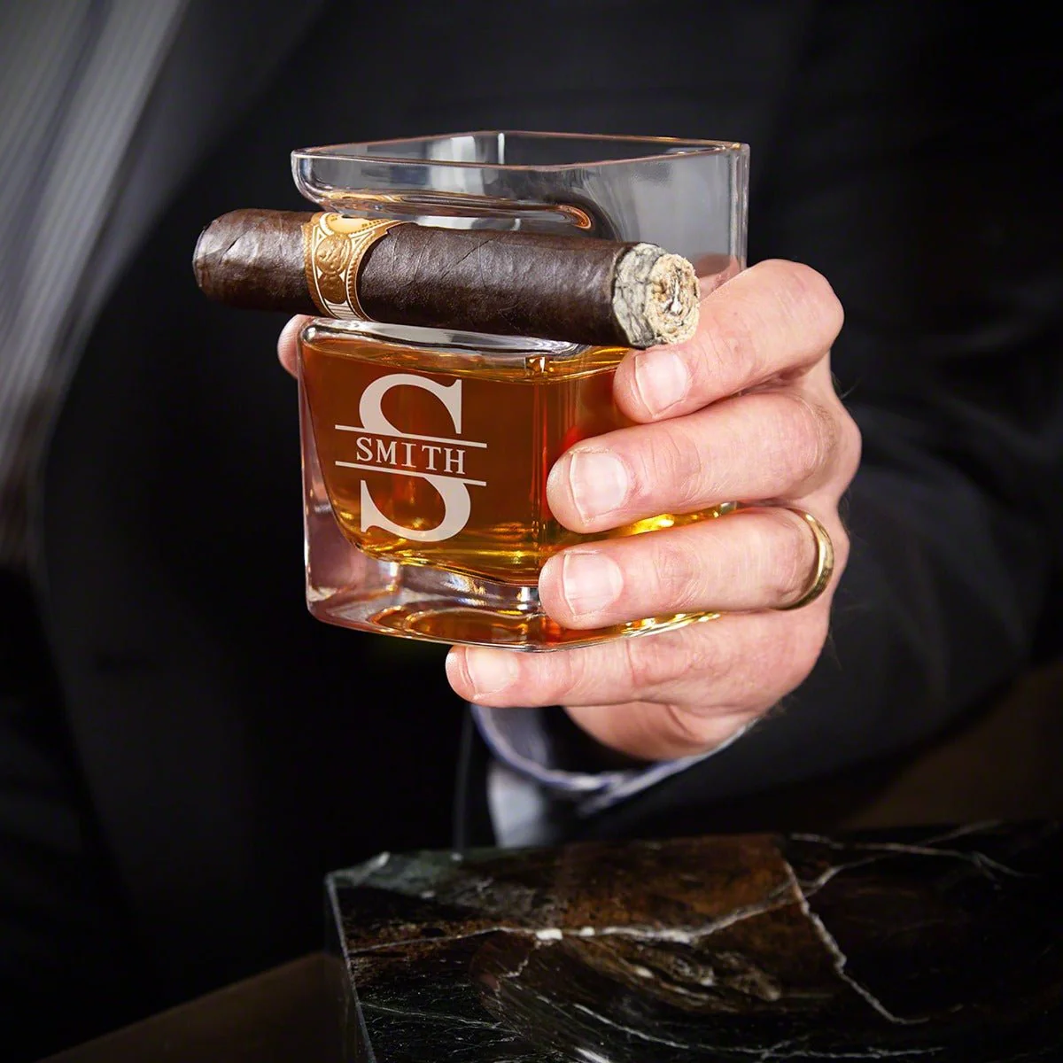 Personalized Decanter Set with Box and Cigar Glasses - Image 10