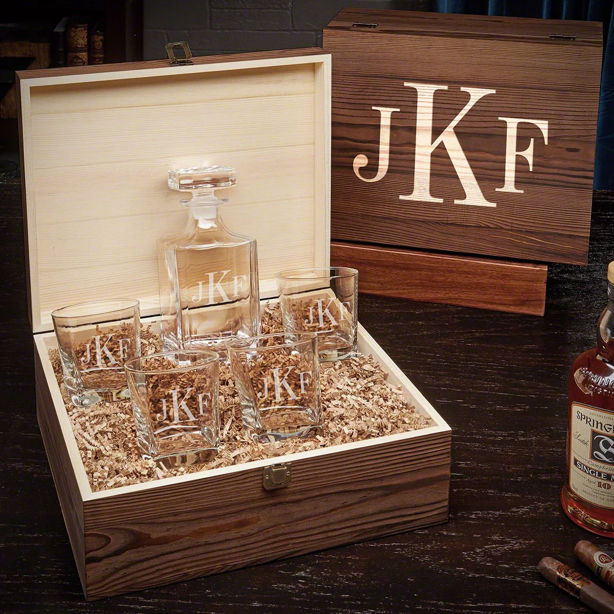 Carson Decanter Personalized Whiskey Gift Set with Square Rocks Glasses - Image 7