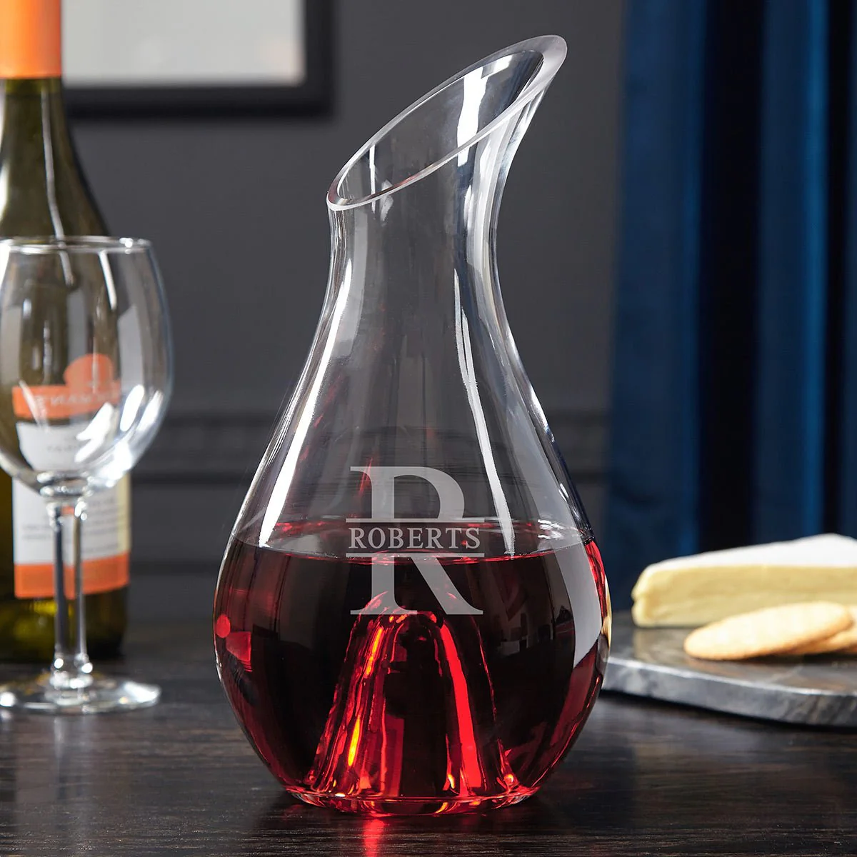 Reims Monogrammed Wine Decanter Set w Stemless Glasses - Image 13