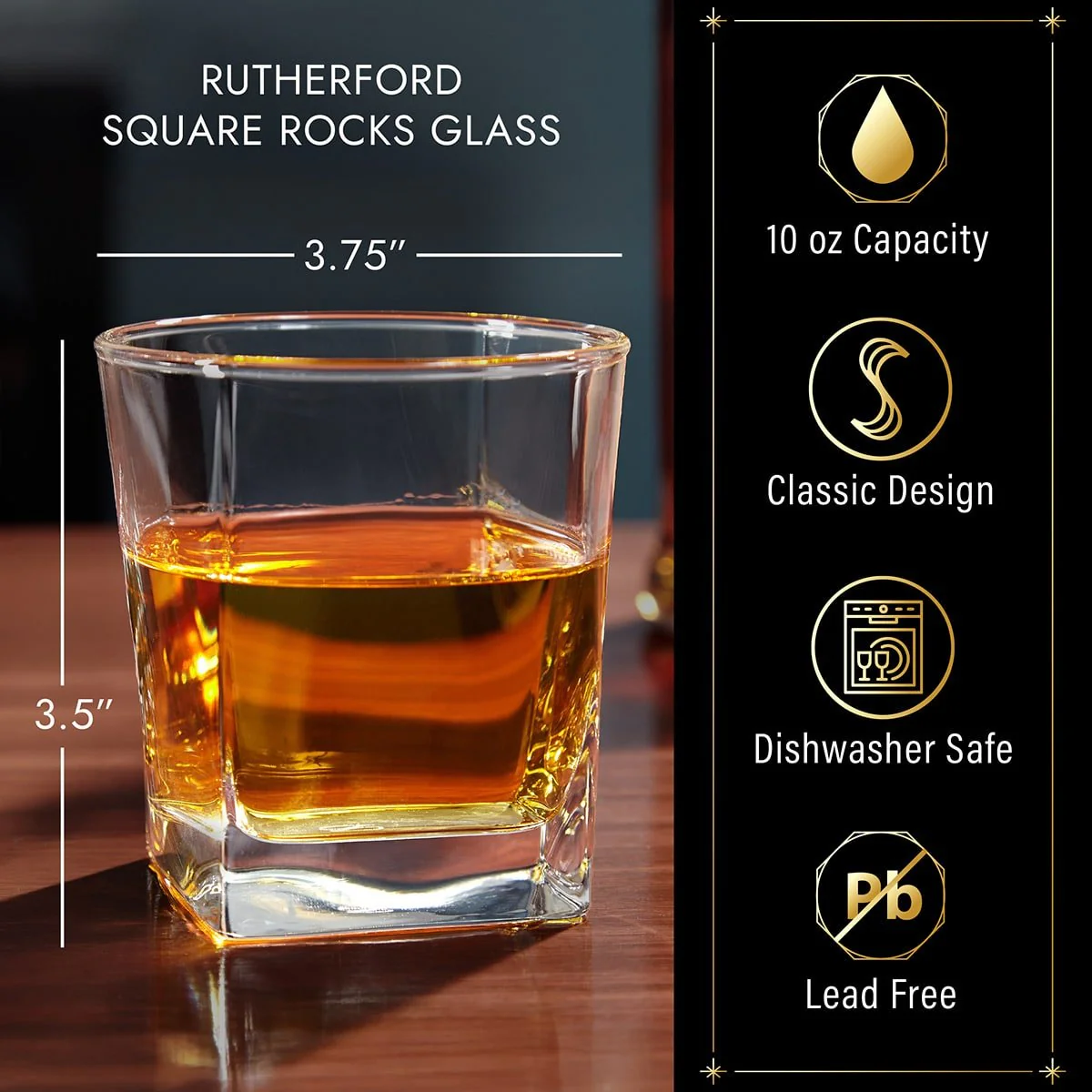 Custom Bourbon Decanter Set with 4 Square Glasses - Crafted Ebony Box - Image 5