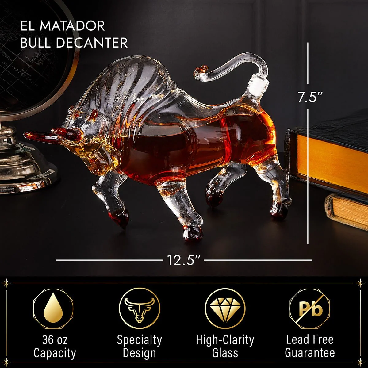 El Matador Bull Whiskey Decanter Set With Custom Buckman Glasses - Image 5