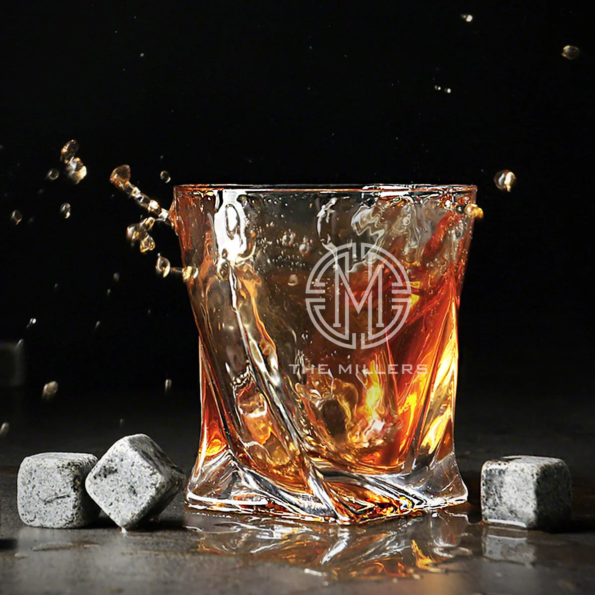 Twist Custom Bourbon Decanter Set with Snacks -  Black Ebony Box 11pc - Image 8