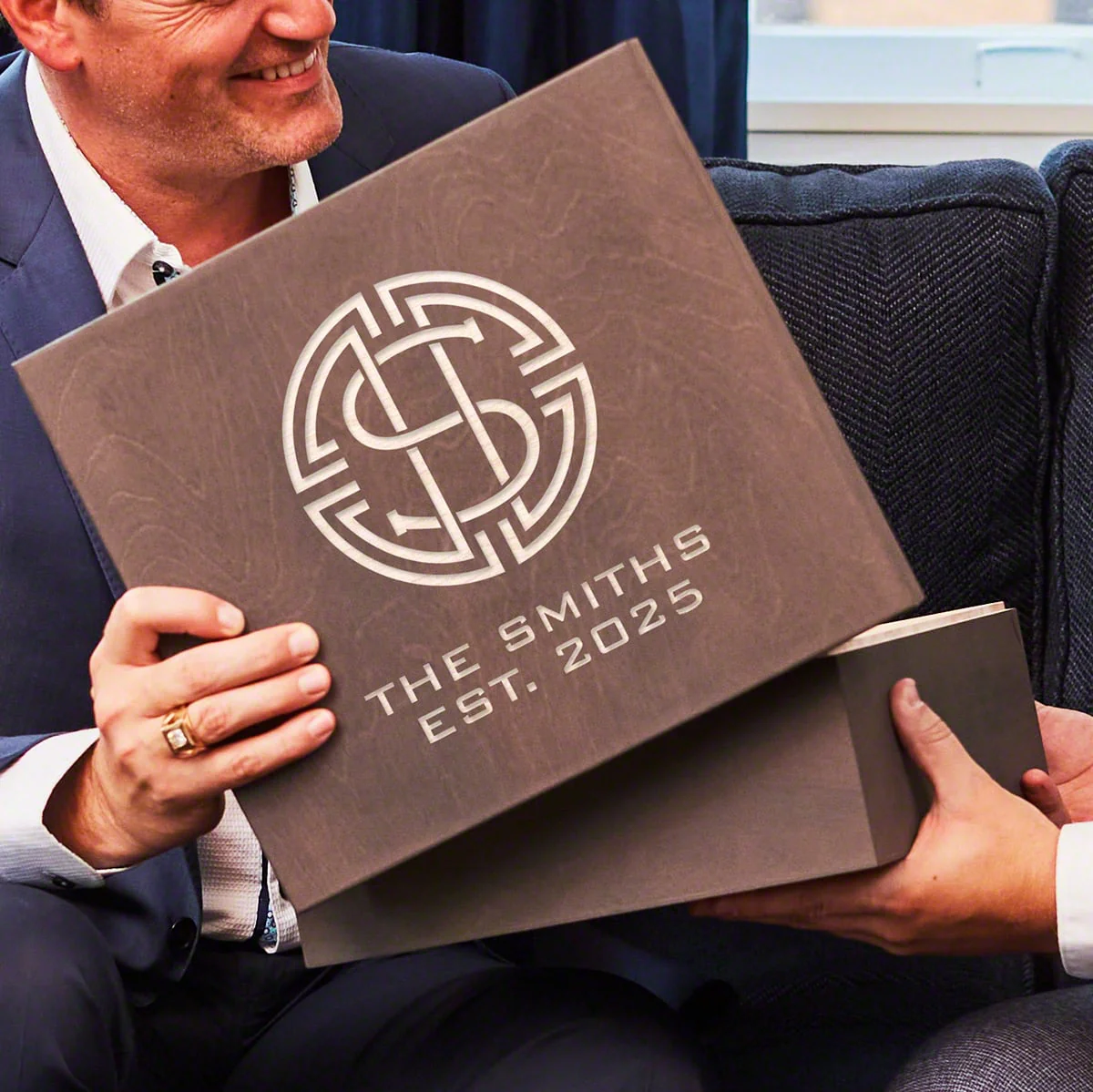 Monogram Presentation Set with Whiskey Decanter & Glasses - Bar Serving Tray & Display Set - Image 9