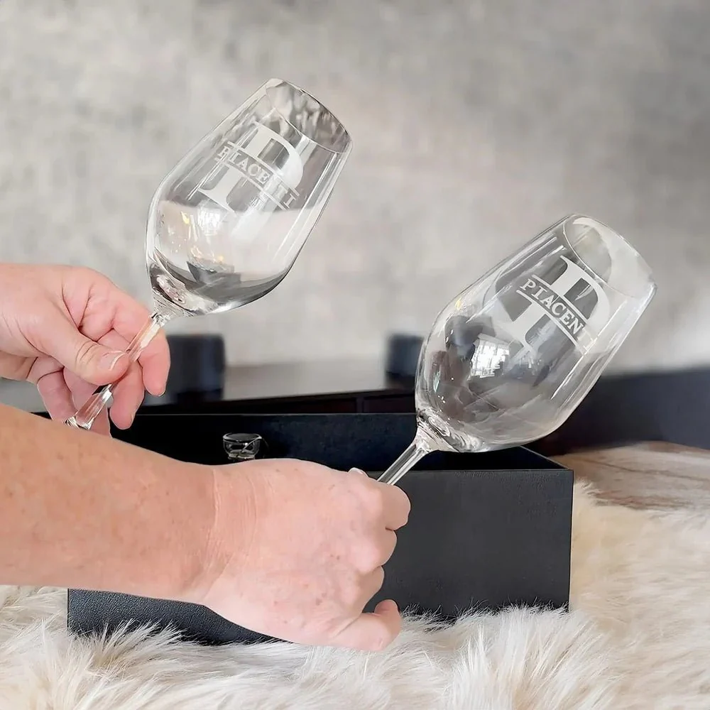 Custom Wine Glass Set - 6pc Boxed Wine Gift Set with Electric Opener - Image 7