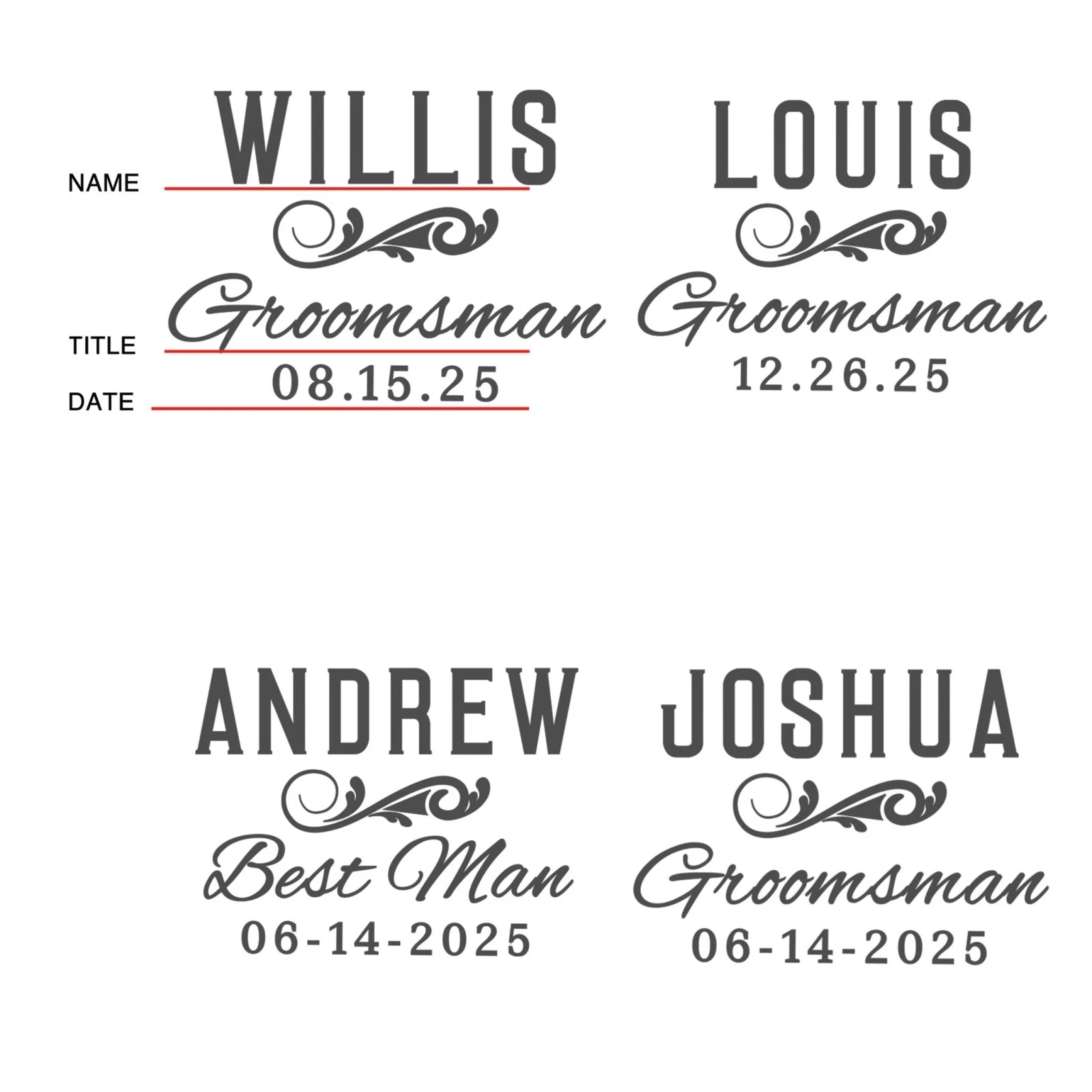 Customized Groomsmen Gifts Set of 5 Argos Decanters - Classic Groomsmen Design - Image 7