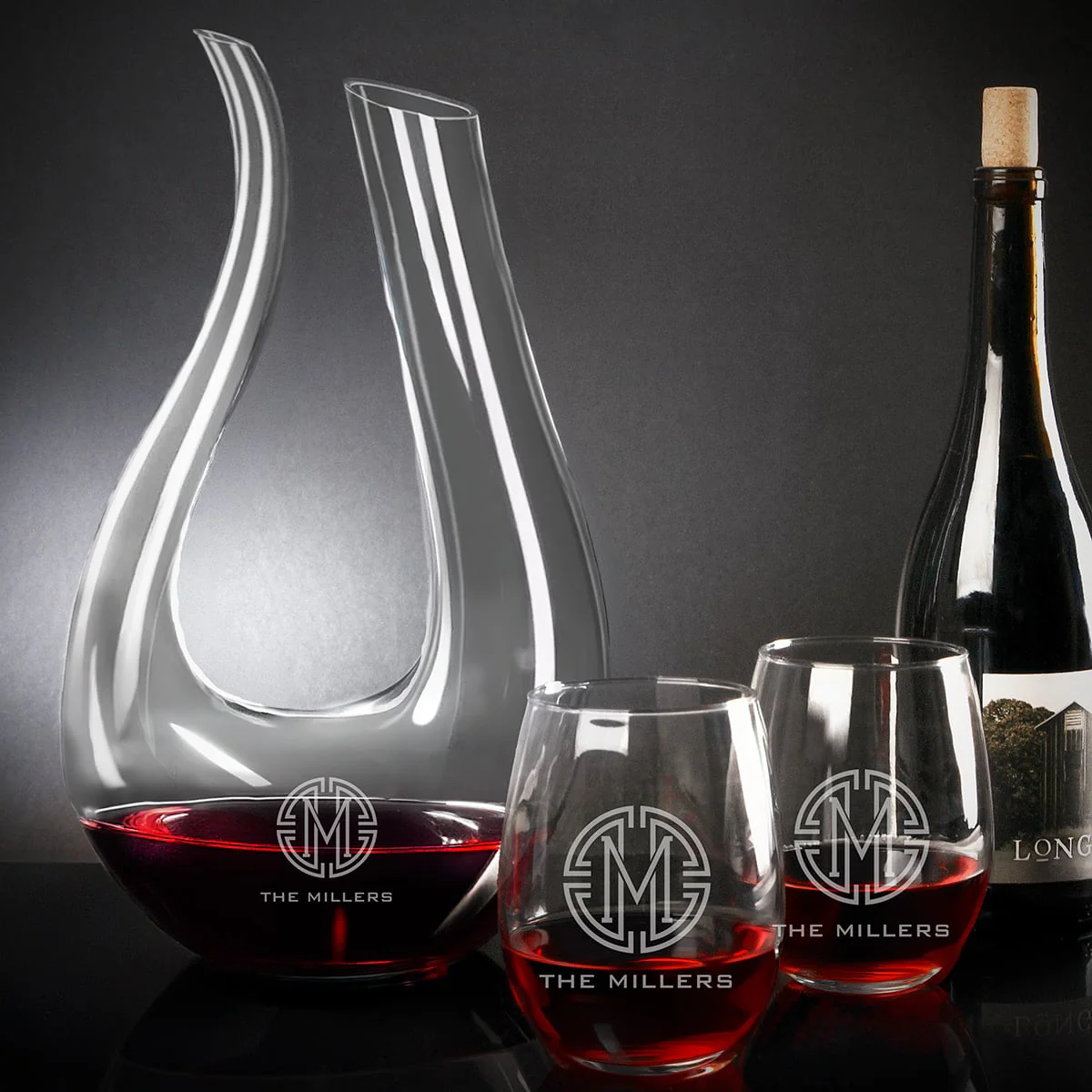 Dolcetto Custom Wine Carafe with Stemless Wine Glasses - Image 13
