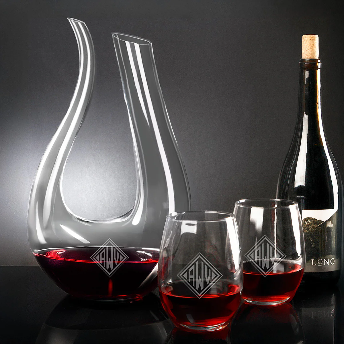 Dolcetto Custom Wine Carafe with Stemless Wine Glasses - Image 7