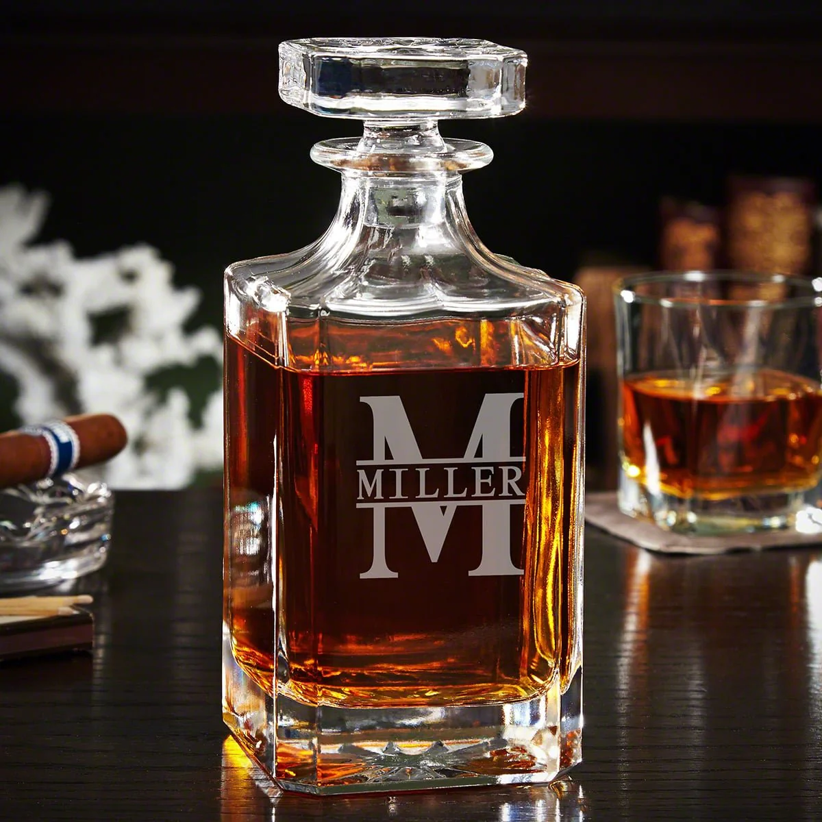 Engraved Whiskey Decanter Set of 5 - Groomsmen Decanter Gifts - Image 4