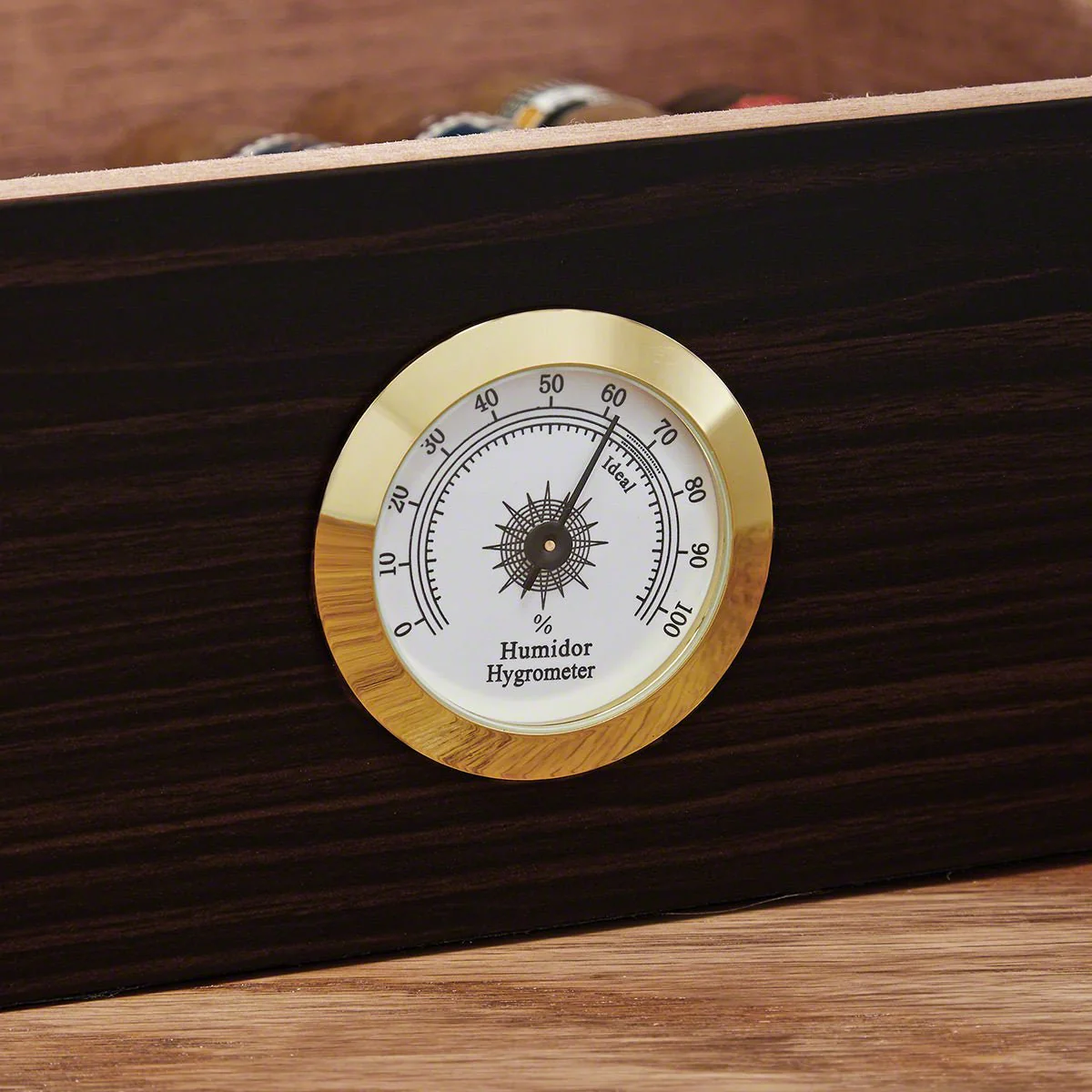 Dante Cigar Aficionado Custom Wood Cigar Humidor with Hygrometer - Espresso Brown Cedar Lined - Image 4