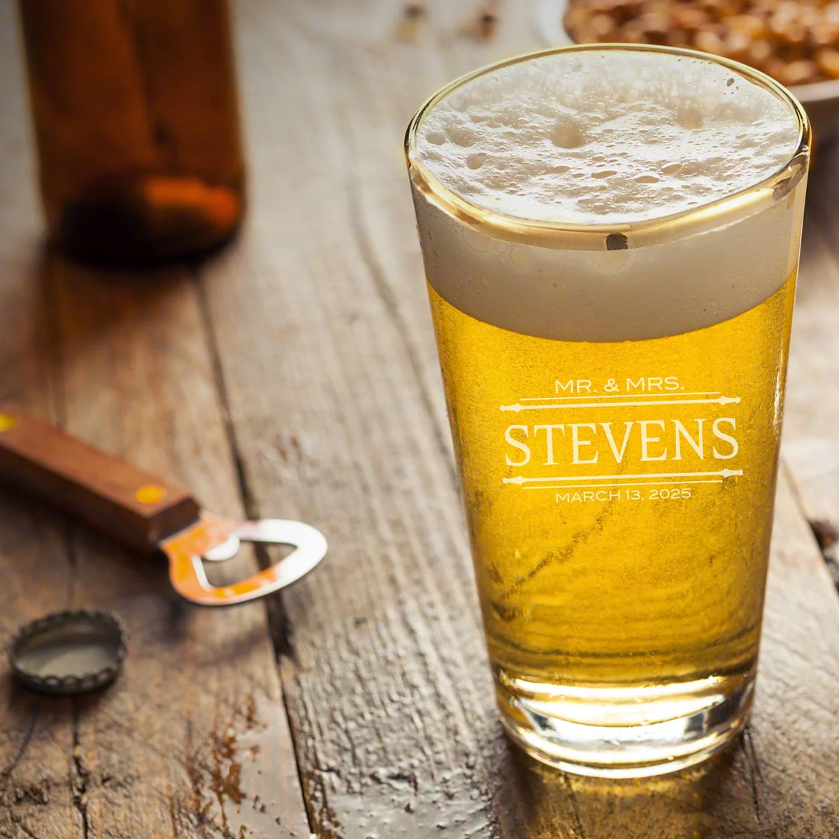 Engraved Pint Glasses Gold Rim - Image 10