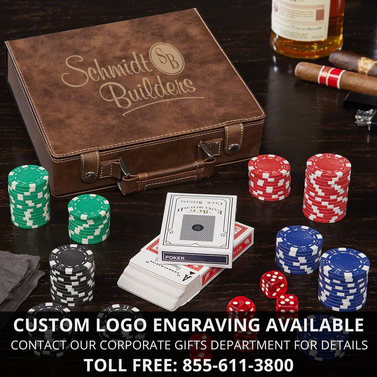 Engraved Poker Gift Set with Rocks Glasses - Image 10