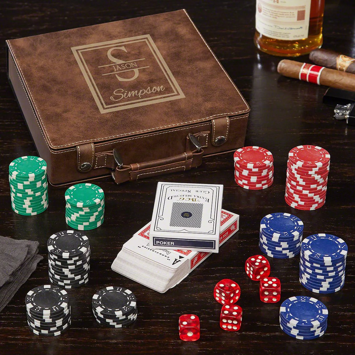 Engraved Poker Gift Set with Rocks Glasses - Image 5