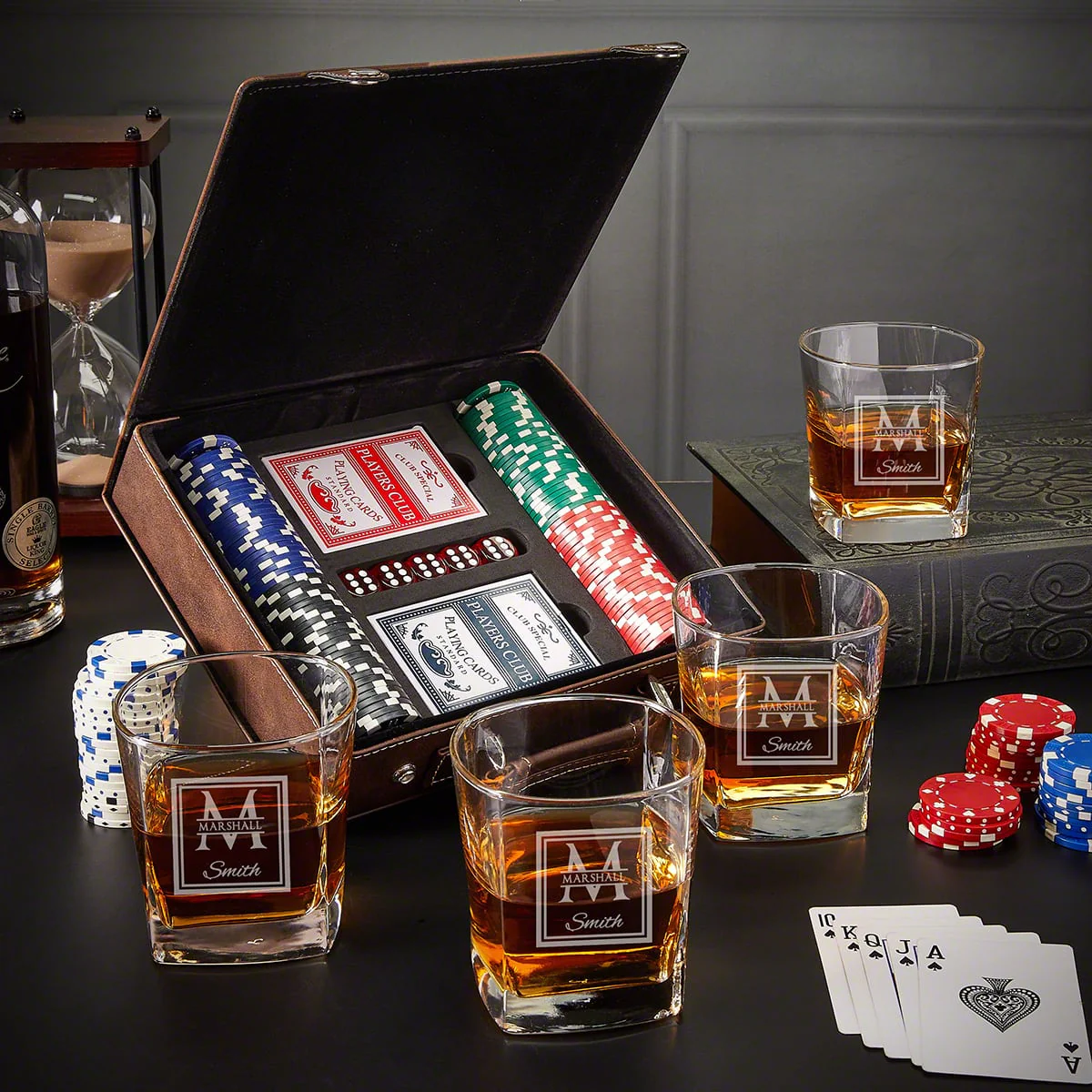 Engraved Poker Gift Set with Rocks Glasses - Image 7