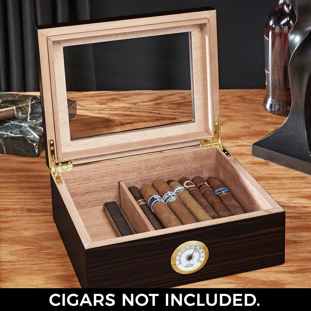 Cigar Gift Set 6pc with Dante Cedar Cigar Humidor & Custom Cigar Glasses - Image 7
