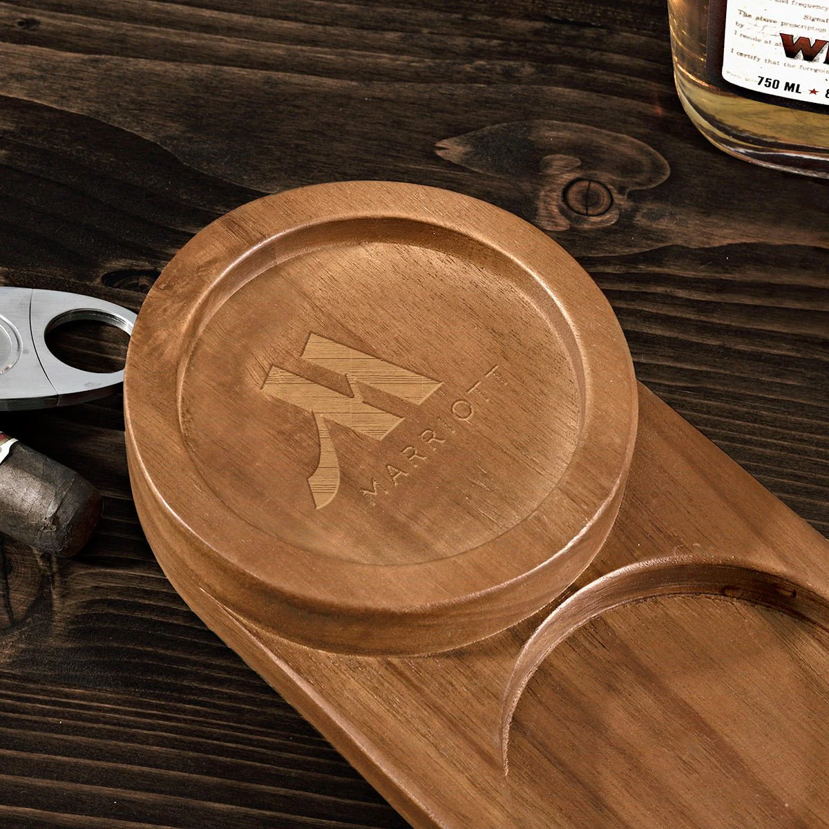 Engraved Cigar Ashtray and Whiskey Glass Holder - Image 6