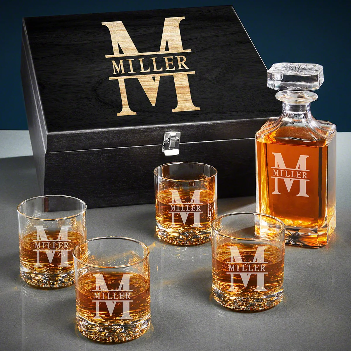 Firefighter Bourbon Decanter Set and Buckman Glasses Gift Set - Ebony Black Box - Image 7