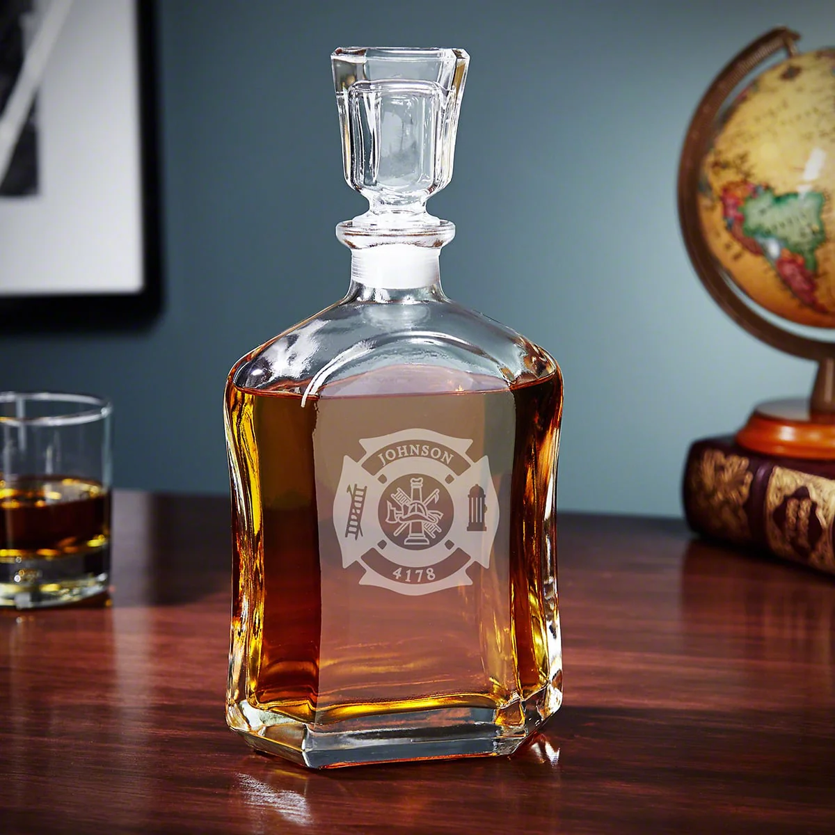 Engraved Firefighter Liquor Decanter Set with Whiskey Glasses - Handcrafted Box - Image 10