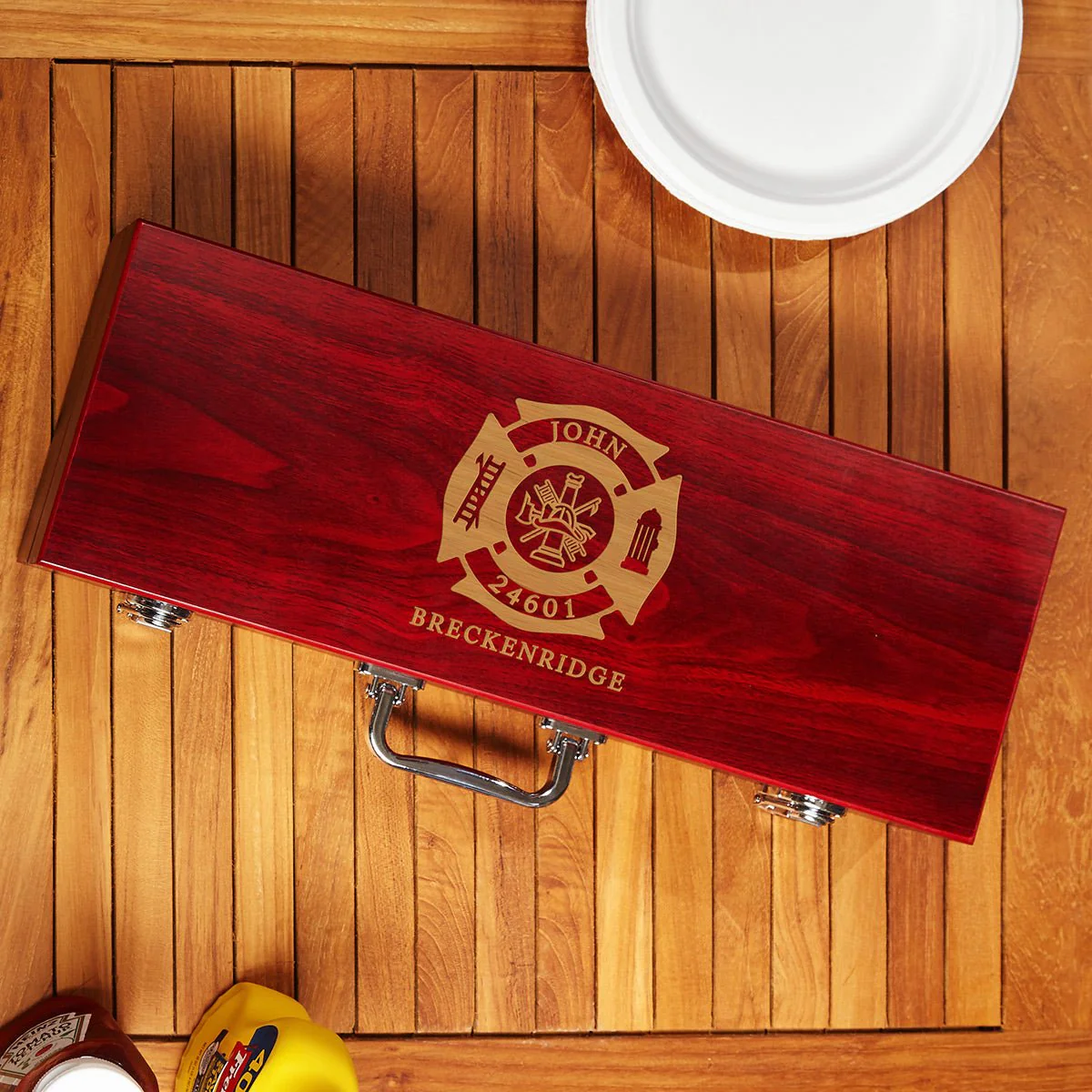 Firefighter Grill Tool Set with Custom Box - Image 4