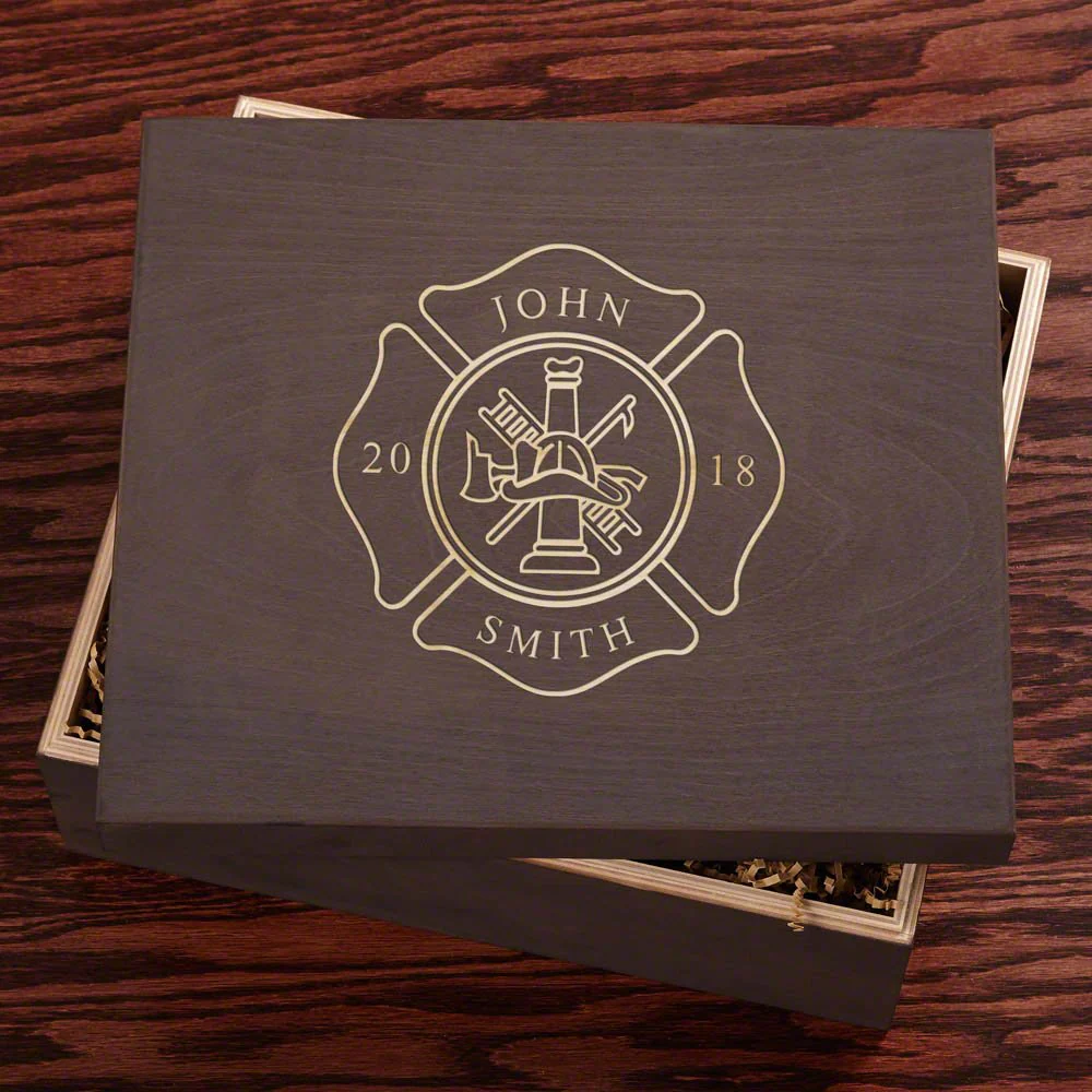 Firefighter Custom Beer Set with Engraved Wood Gift Box - Image 6