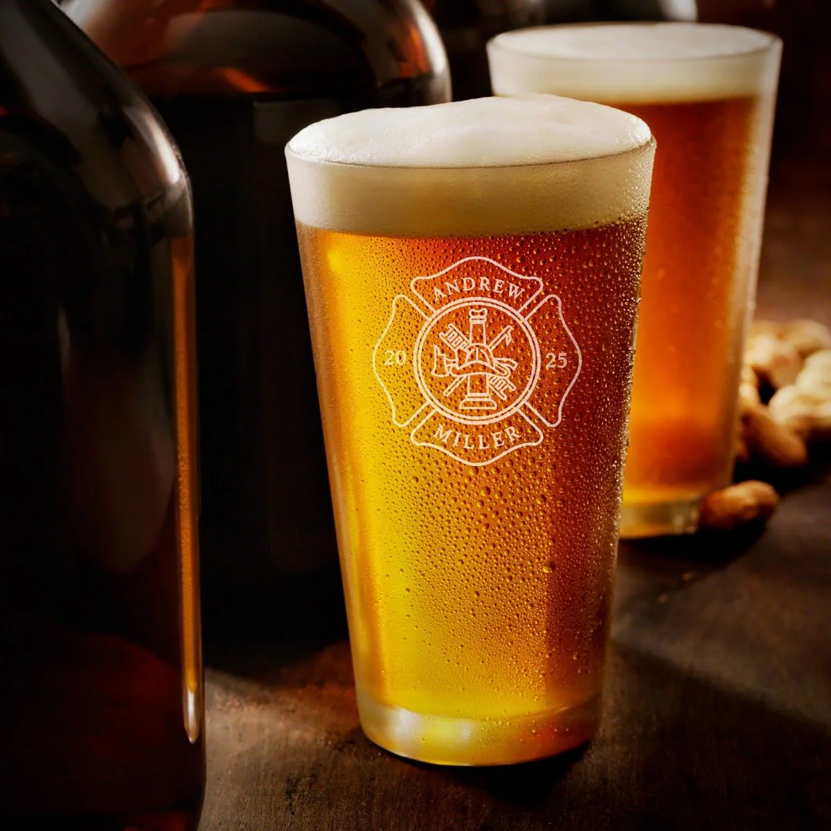 Firefighter Custom Beer Set with Engraved Wood Gift Box - Image 9