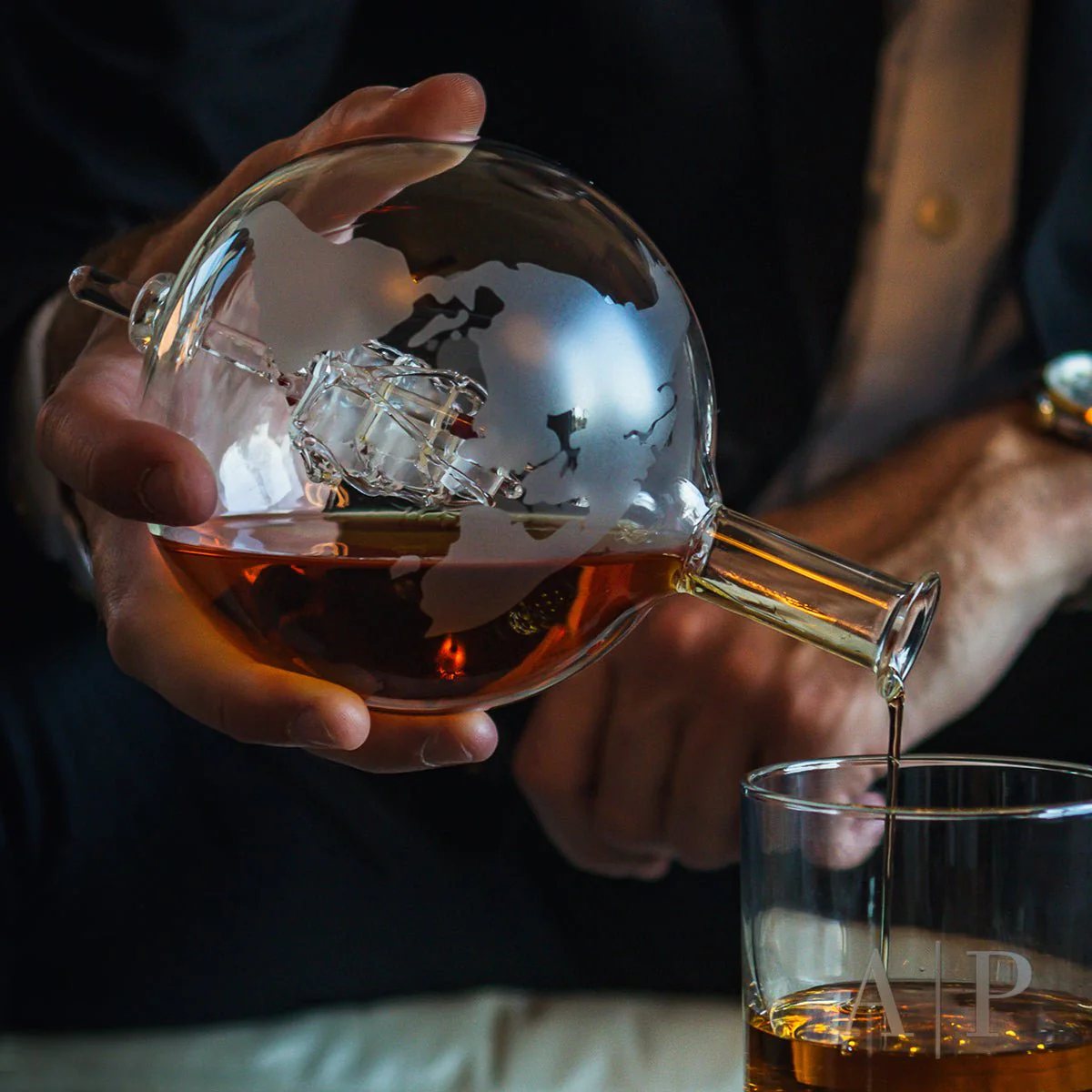 Personalized Globe Whiskey Decanter with Rocks Glasses - 5pc - Image 9