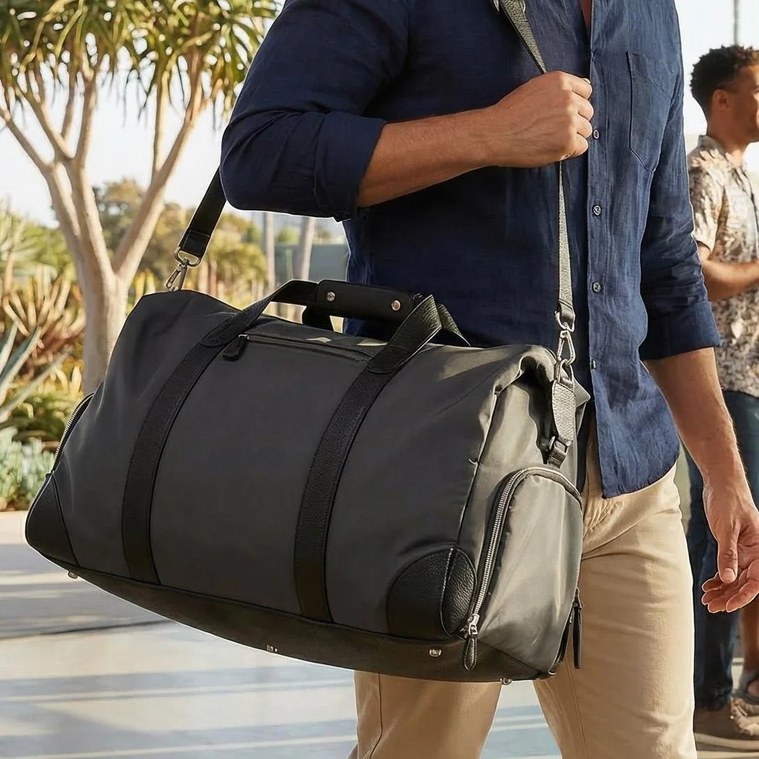 Harrison Travel Duffel Bag w Shoe Compartment 22" - Charcoal Grey - Image 13