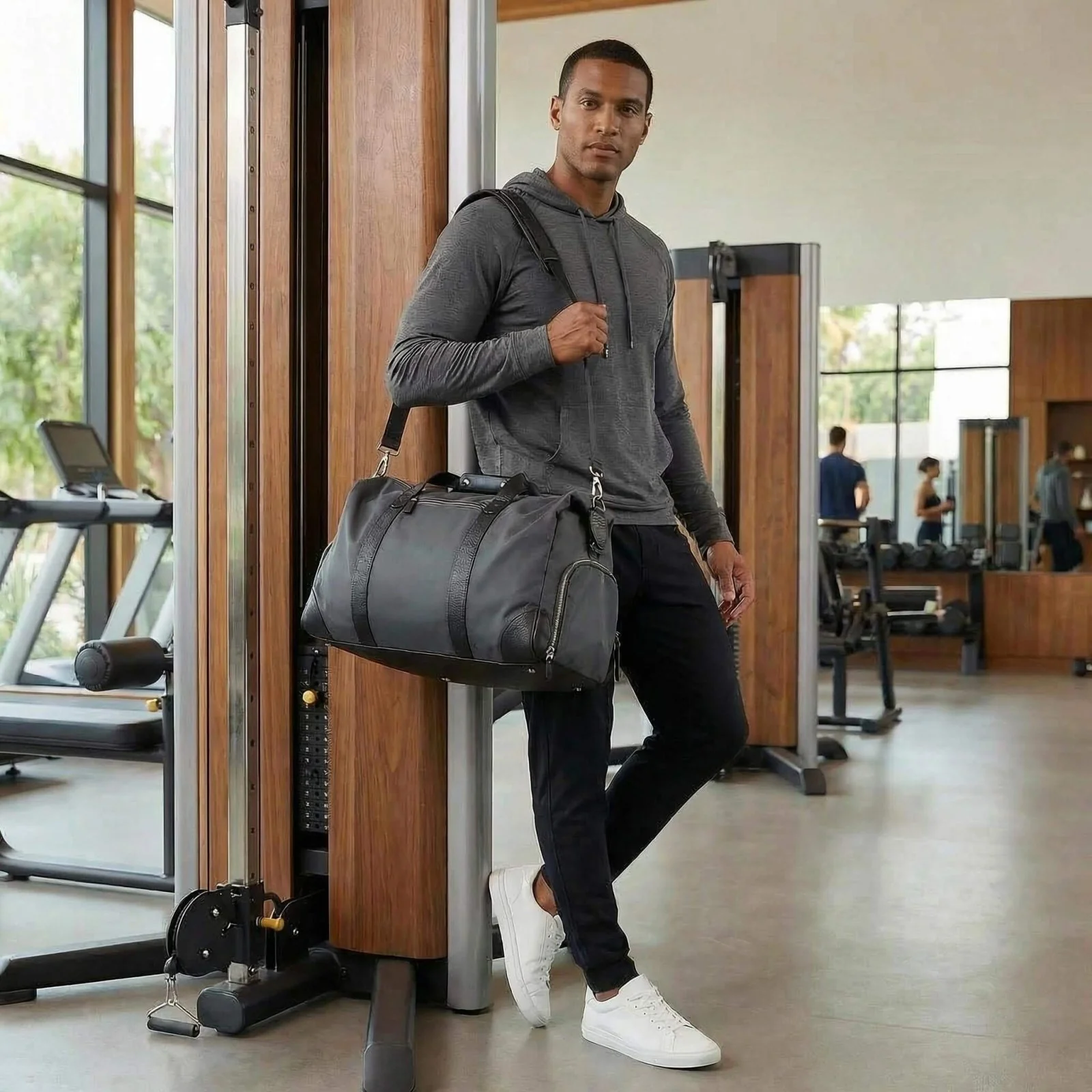 Harrison Travel Duffel Bag w Shoe Compartment 22" - Charcoal Grey - Image 8