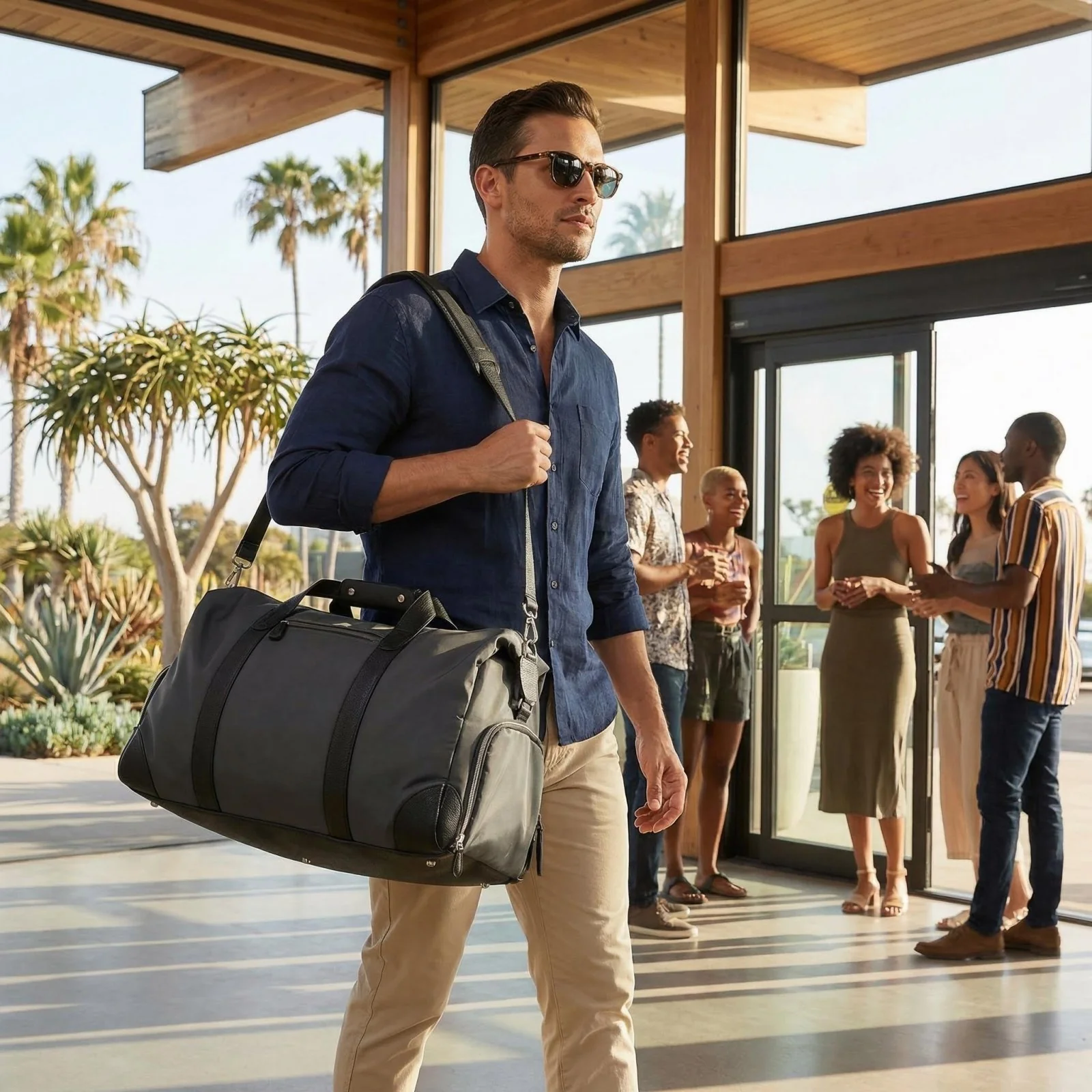 Harrison Travel Duffel Bag w Shoe Compartment 22" - Charcoal Grey - Image 9