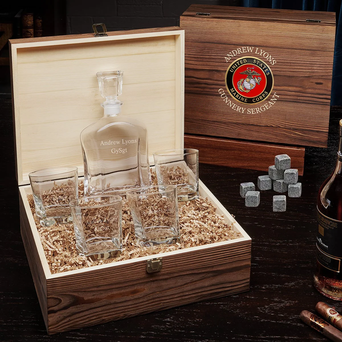 Marine Retirement Gift Personalized Argos Whiskey Decanter Set - Image 6
