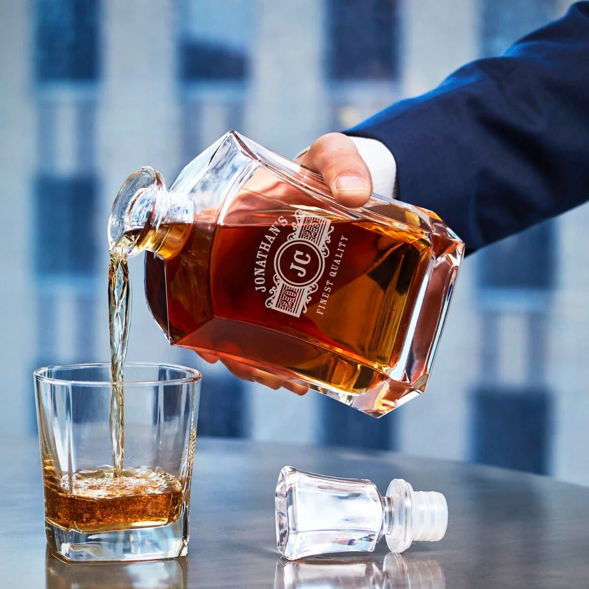 Personalized Decanter Set with Glacier Whiskey Glasses - Handcrafted Wood Gift Box - Image 10