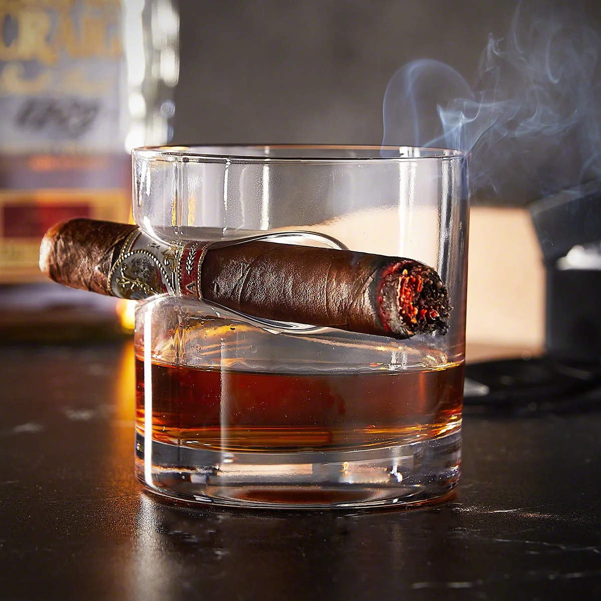 Personalized Round Cigar Whiskey Glass - Image 7