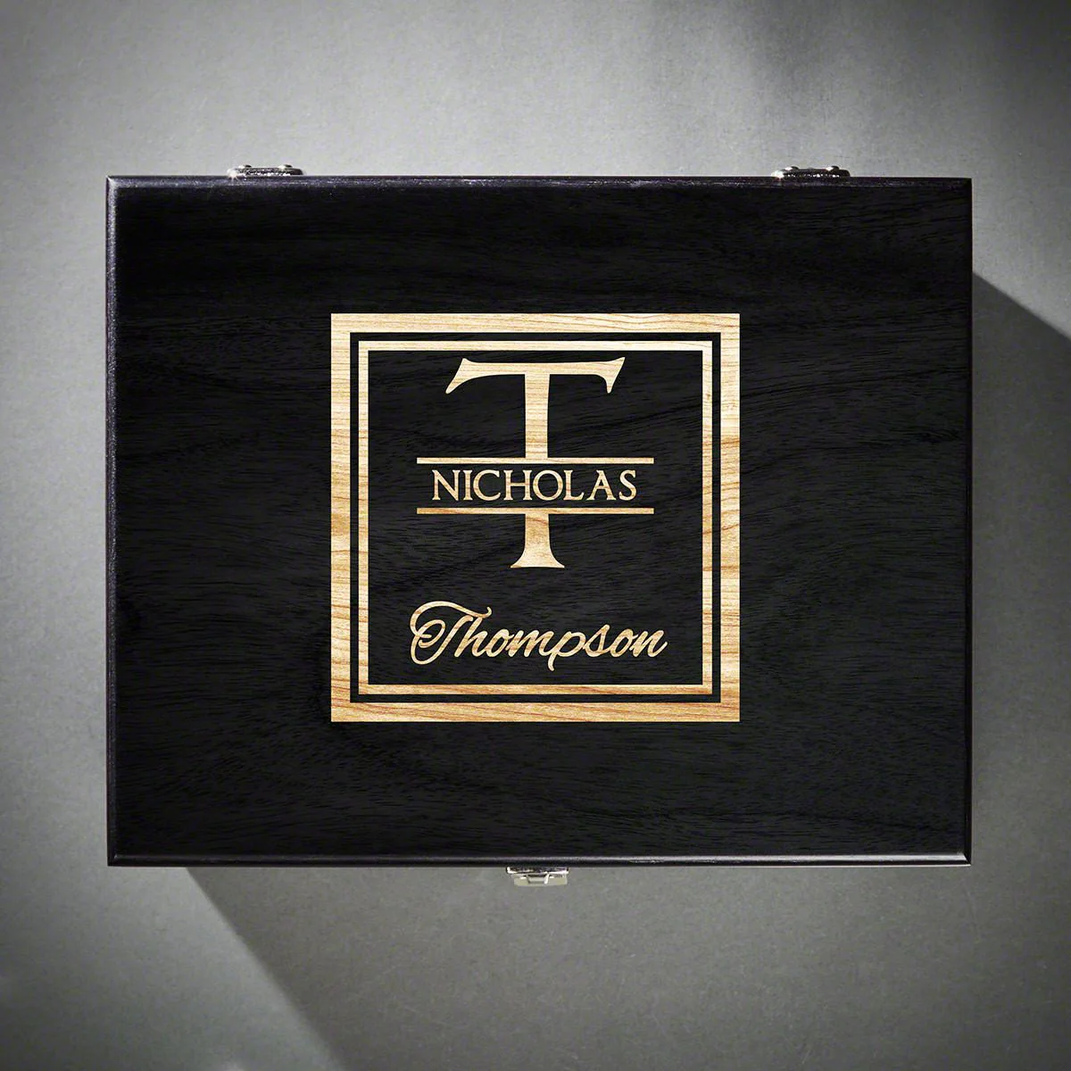 Black Personalized Memory Keepsake Box - Wooden - Image 4