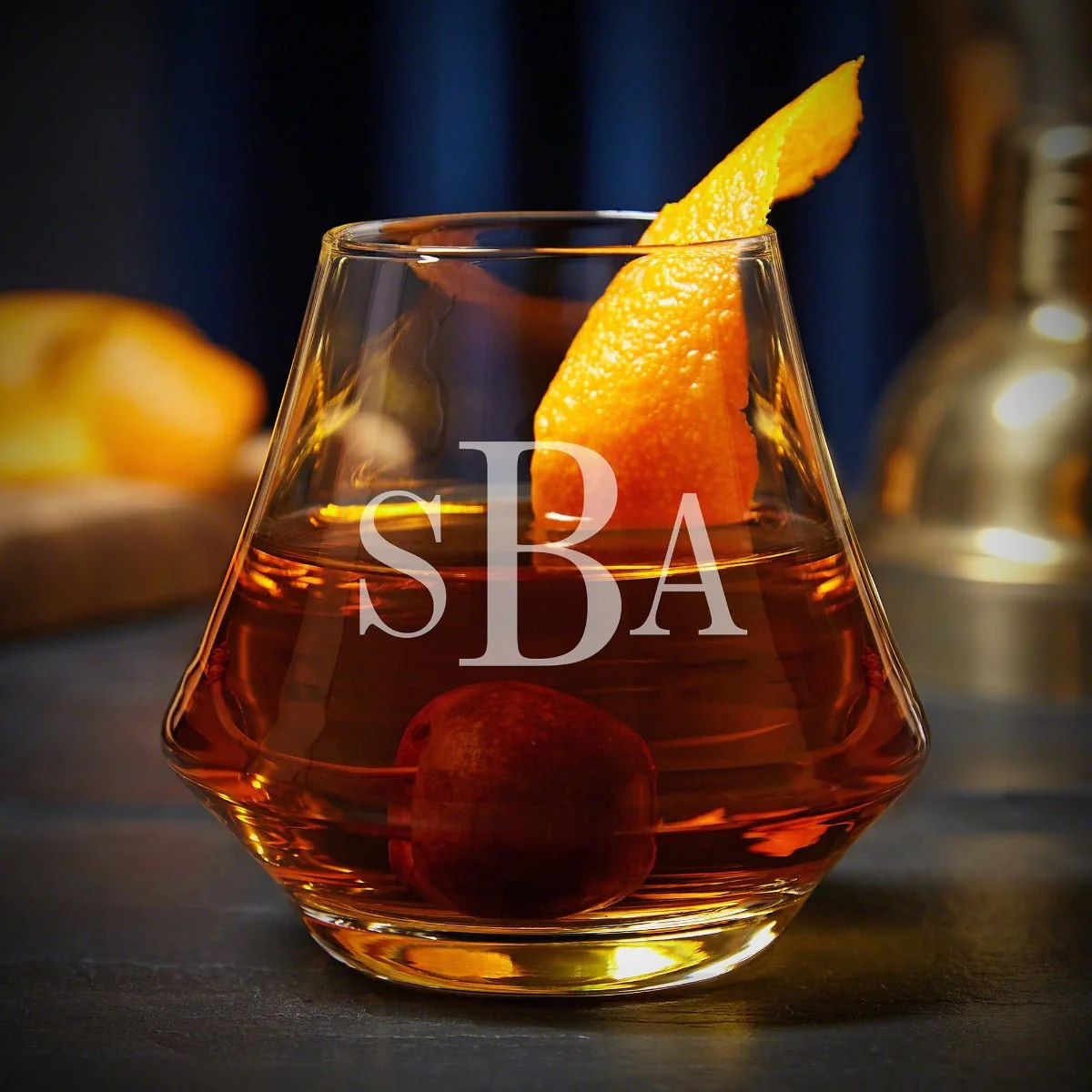 Personalized Dimera Bourbon Glasses and Decanter Set - Ebony Black Box - Image 6