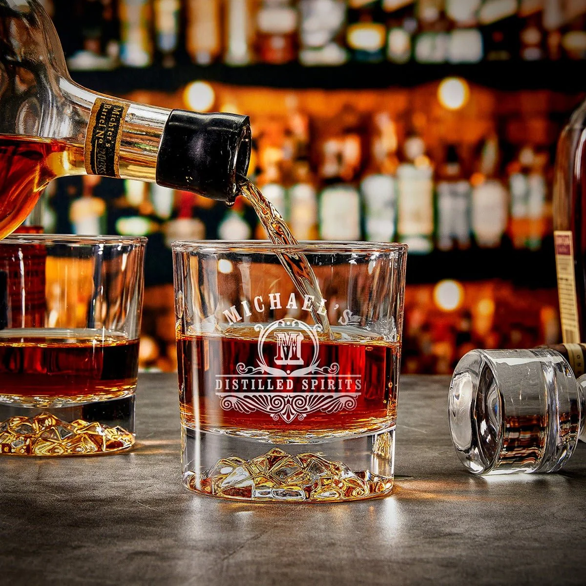 Personalized Glacier Bottom Whiskey Glasses - Vintage Inspired Set of 4 - Image 5
